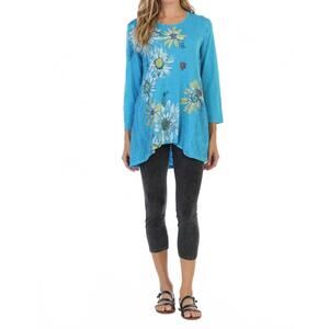 NEW JESS & JANE flor medley wave knit mineral washed tunic in blue